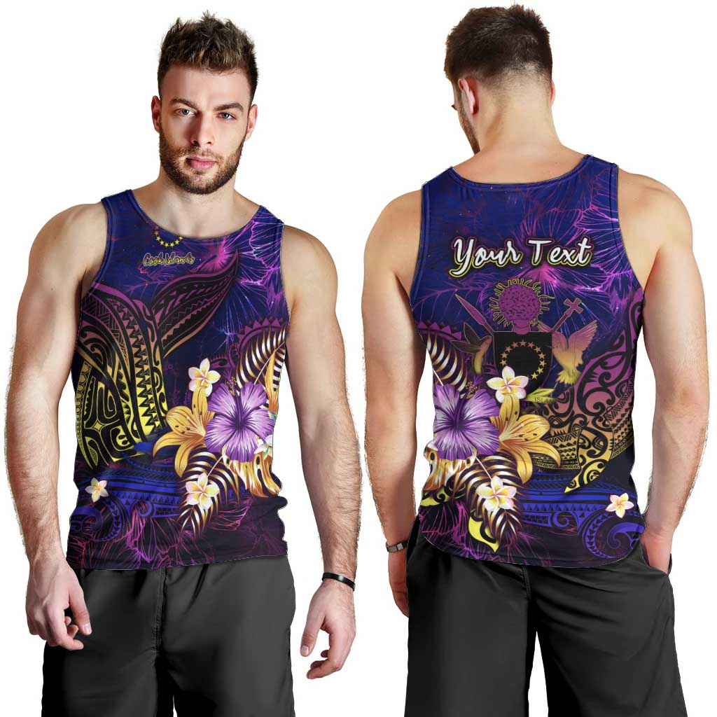 Cook Islands Men Tank Top Whale Hibiscus Polynesian DT02 - Polynesian Pride