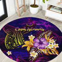 Cook Islands Round Carpet Whale Hibiscus Polynesian DT02 Purple - Polynesian Pride