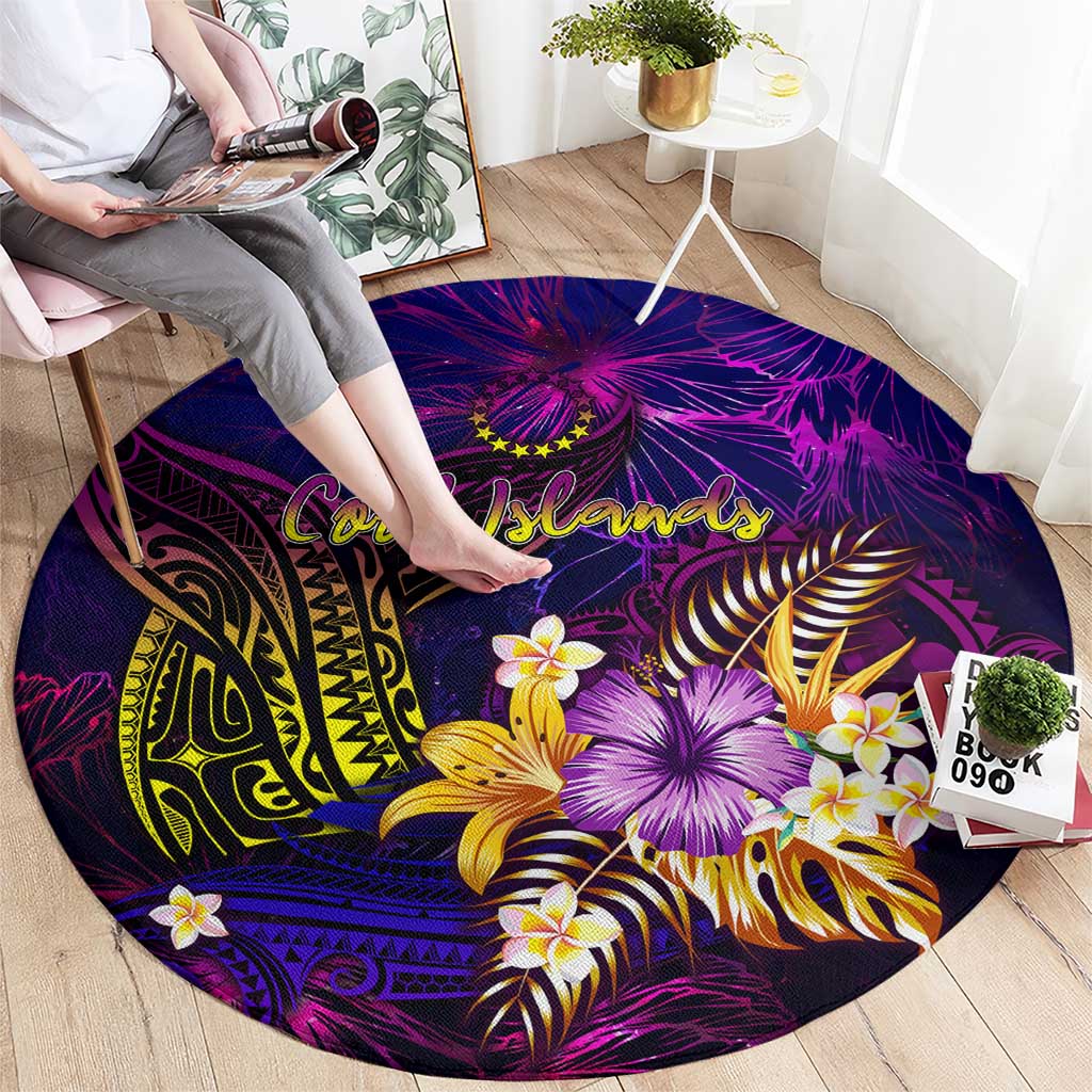 Cook Islands Round Carpet Whale Hibiscus Polynesian DT02 - Polynesian Pride