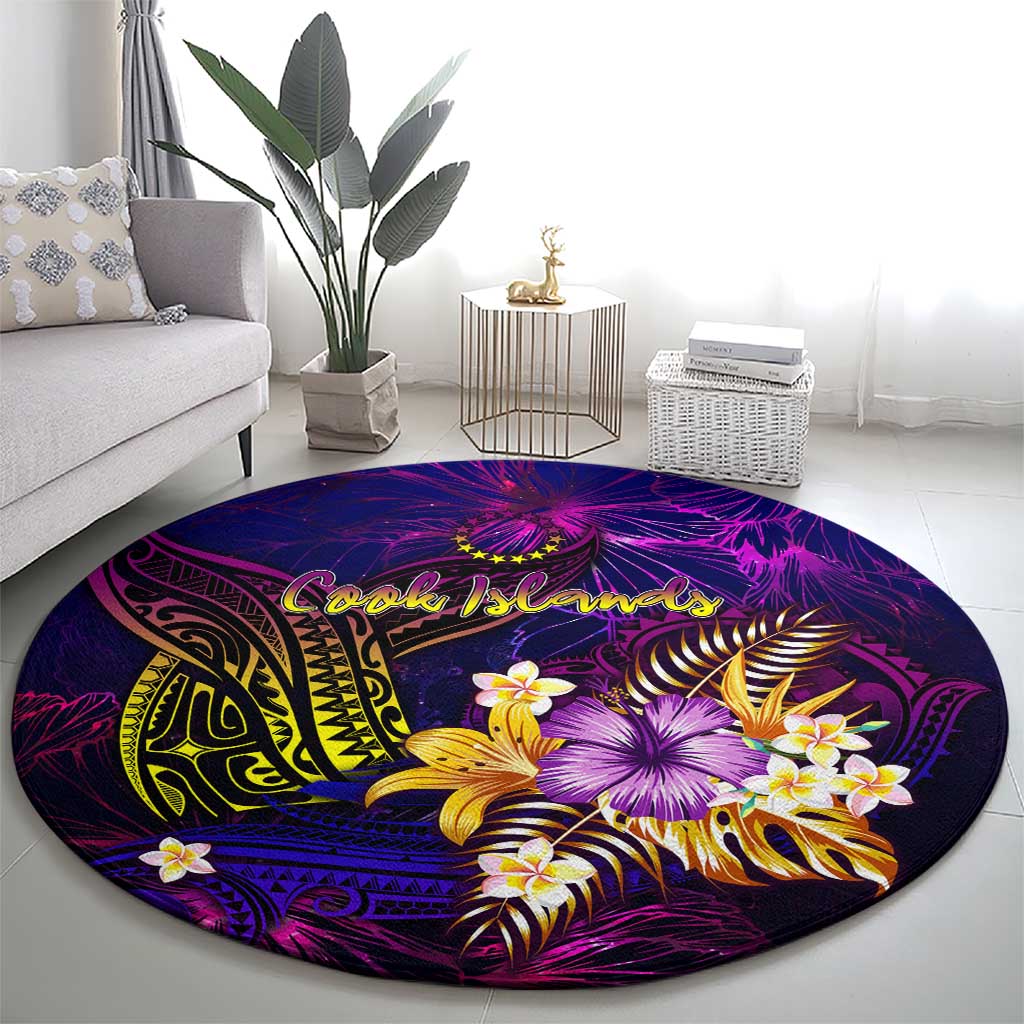 Cook Islands Round Carpet Whale Hibiscus Polynesian DT02 - Polynesian Pride