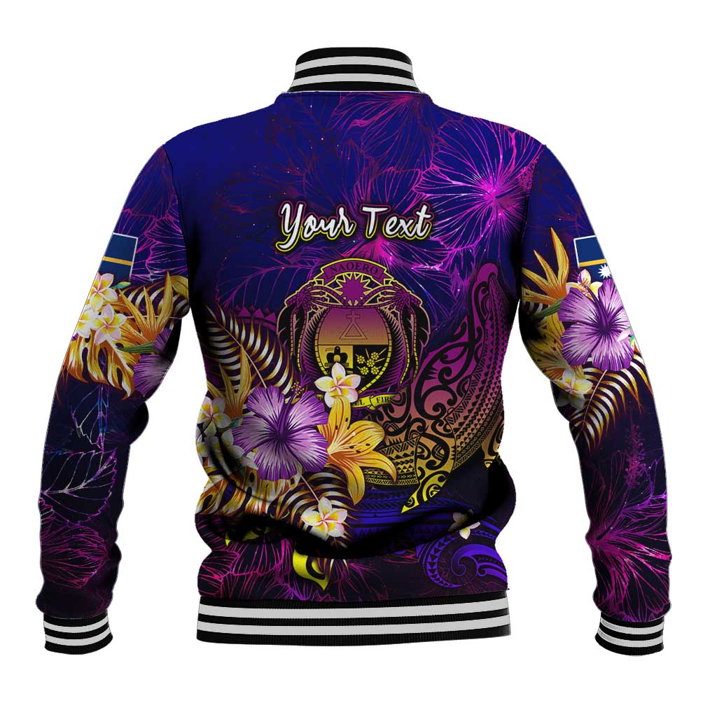 Nauru Baseball Jacket Whale Hibiscus Polynesian