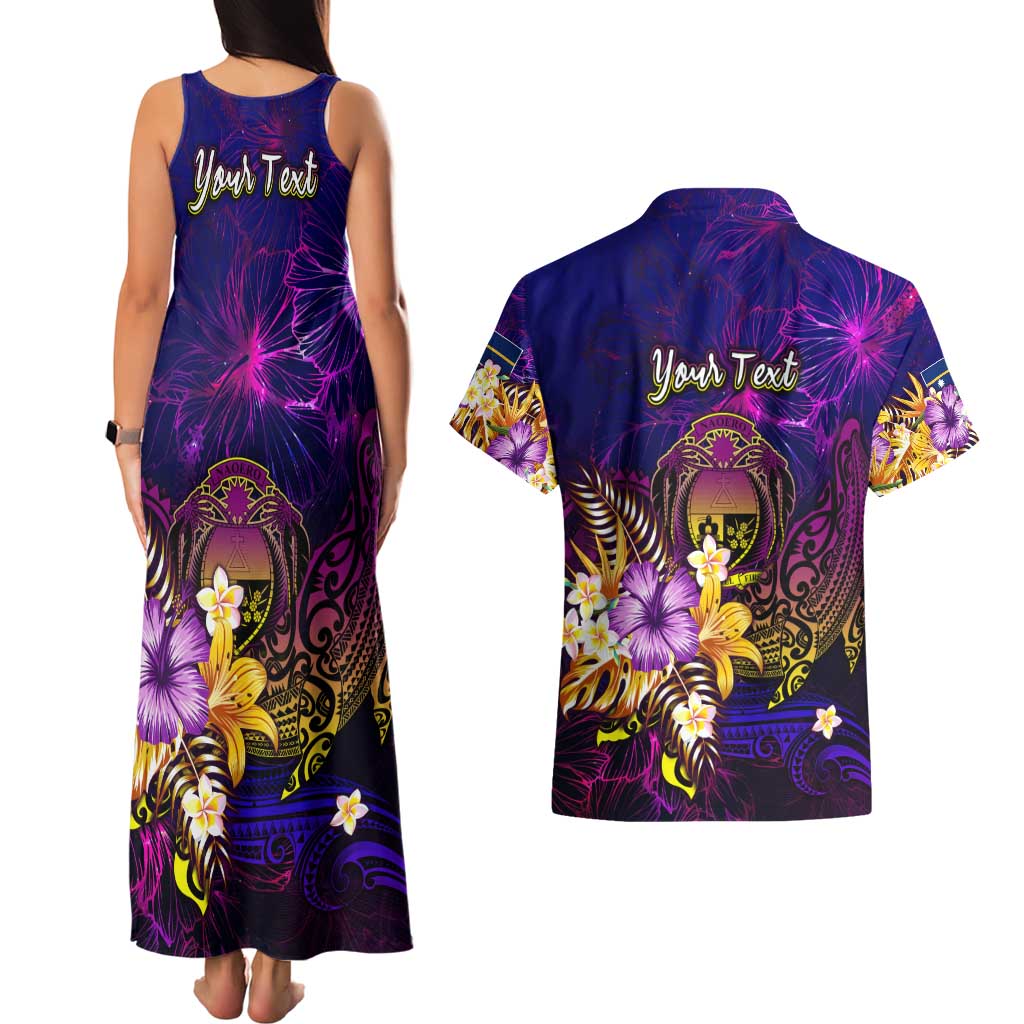 Nauru Couples Matching Tank Maxi Dress and Hawaiian Shirt Whale Hibiscus Polynesian