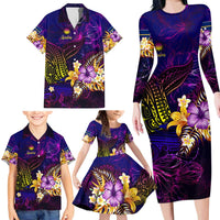 Nauru Family Matching Long Sleeve Bodycon Dress and Hawaiian Shirt Whale Hibiscus Polynesian