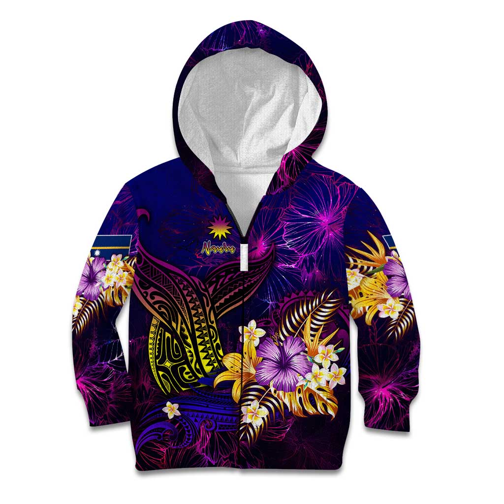 Nauru Kid Hoodie Whale Hibiscus Polynesian