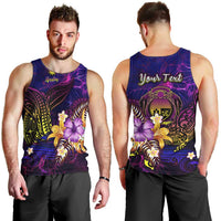 Nauru Men Tank Top Whale Hibiscus Polynesian