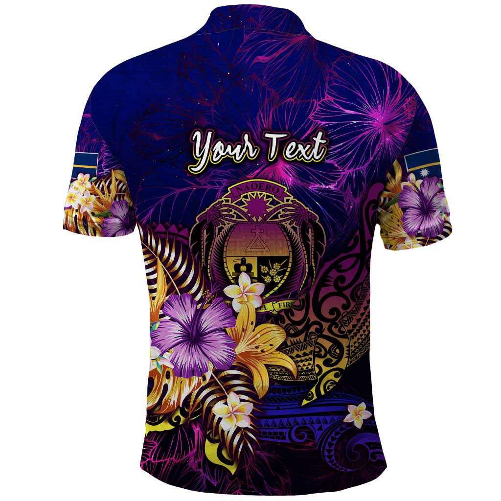 Nauru Polo Shirt Whale Hibiscus Polynesian