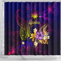 Nauru Shower Curtain Whale Hibiscus Polynesian