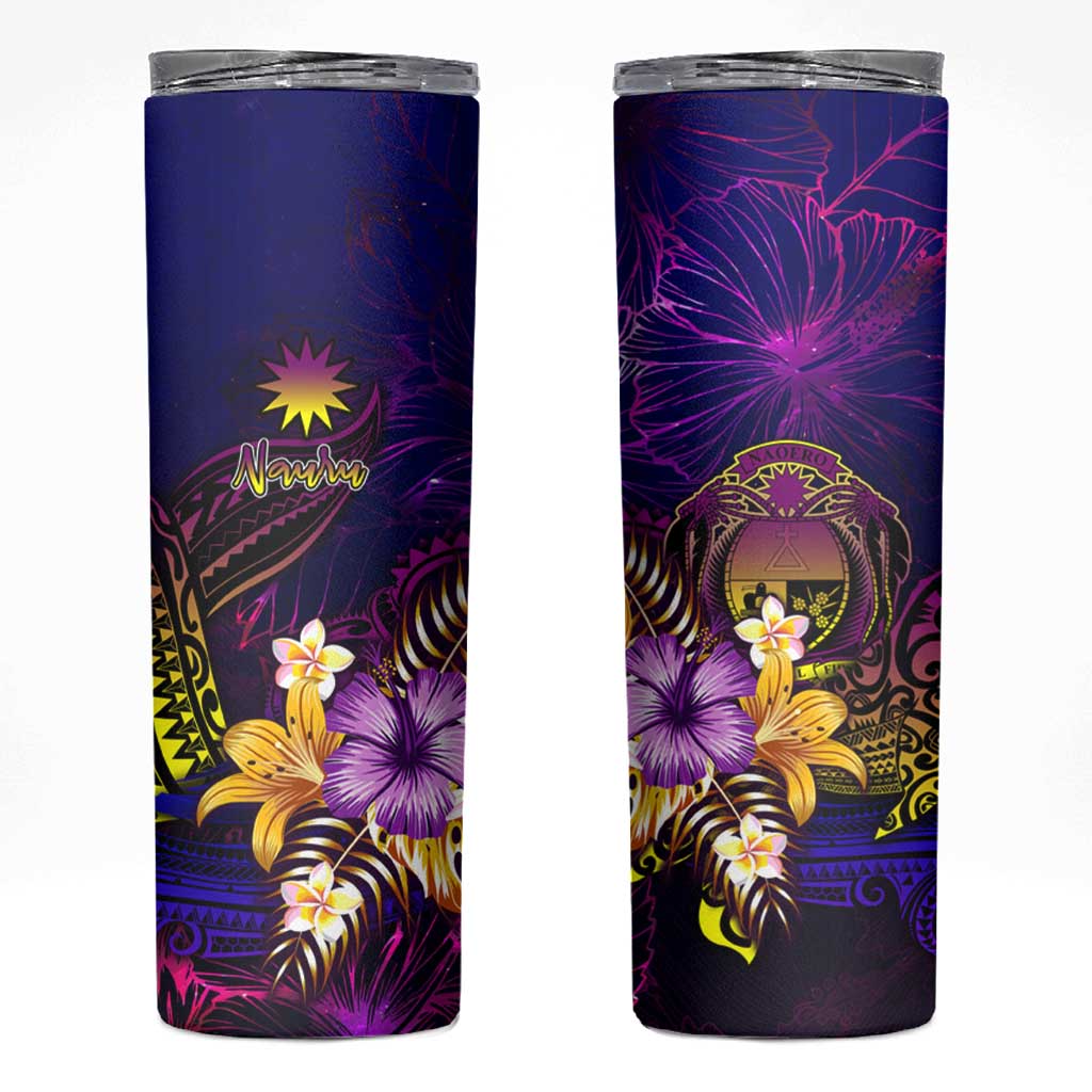 Nauru Skinny Tumbler Whale Hibiscus Polynesian