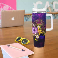 Nauru Tumbler With Handle Whale Hibiscus Polynesian