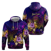 Nauru Zip Hoodie Whale Hibiscus Polynesian