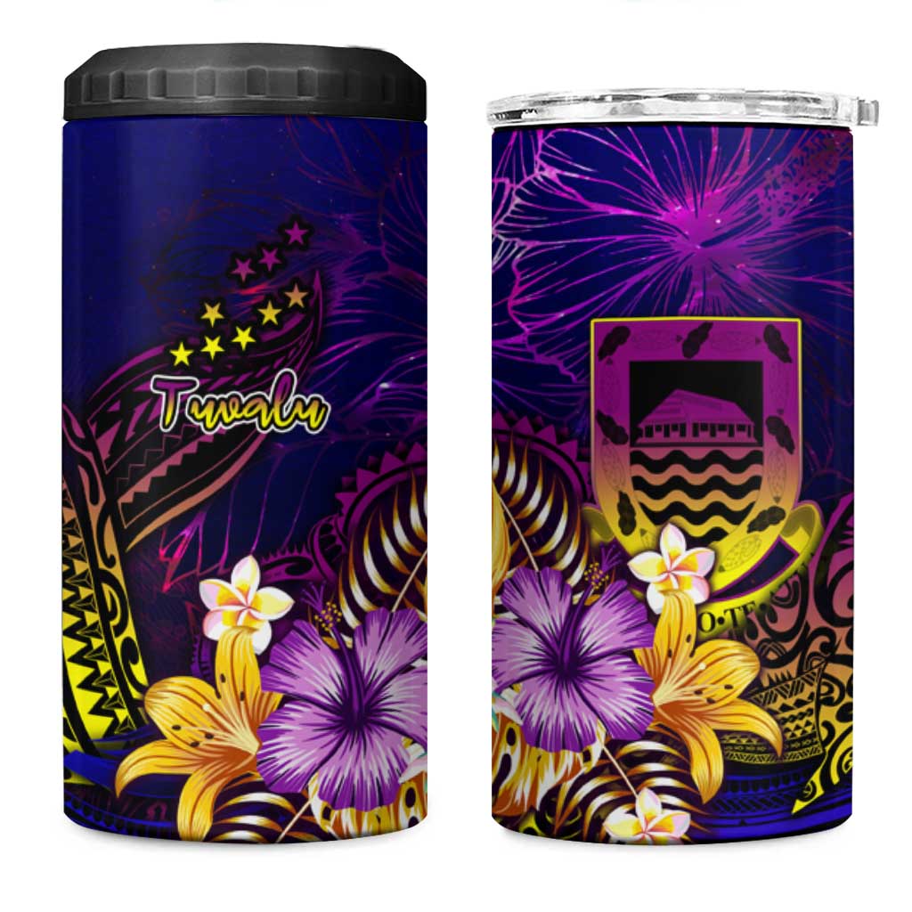 Tuvalu 4 in 1 Can Cooler Tumbler Whale Hibiscus Polynesian