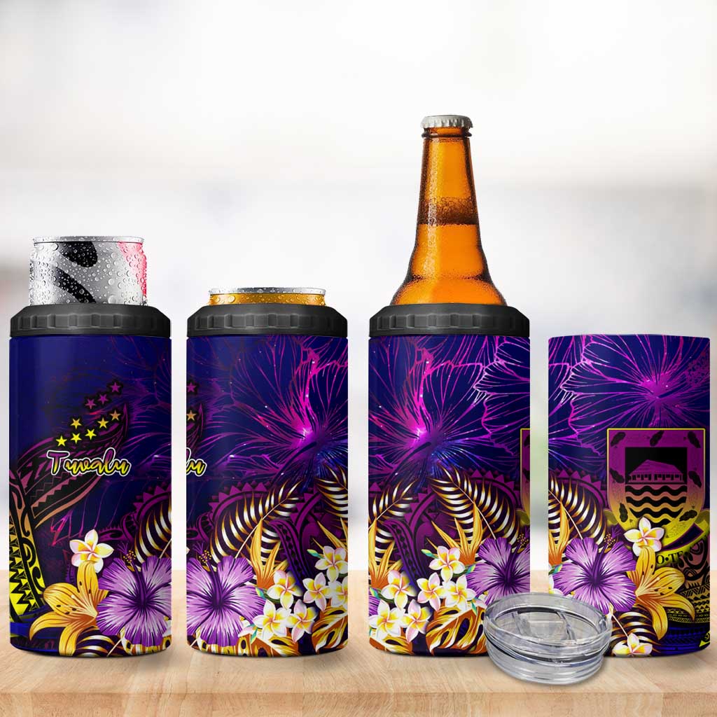 Tuvalu 4 in 1 Can Cooler Tumbler Whale Hibiscus Polynesian