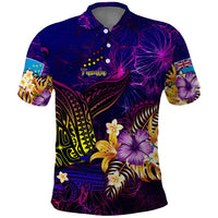 Tuvalu Polo Shirt Whale Hibiscus Polynesian