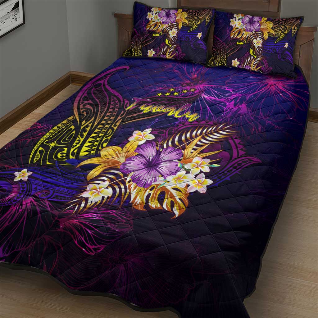 Tuvalu Quilt Bed Set Whale Hibiscus Polynesian
