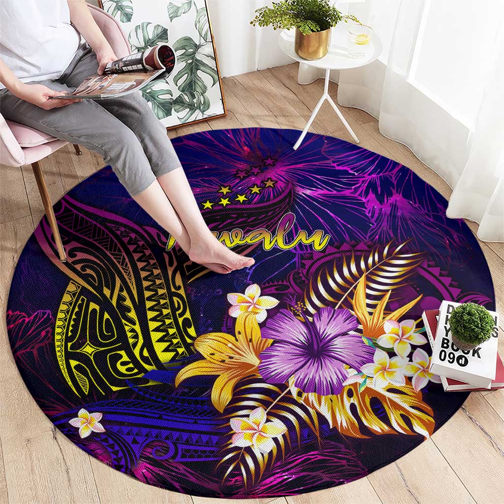 Tuvalu Round Carpet Whale Hibiscus Polynesian DT02 - Polynesian Pride