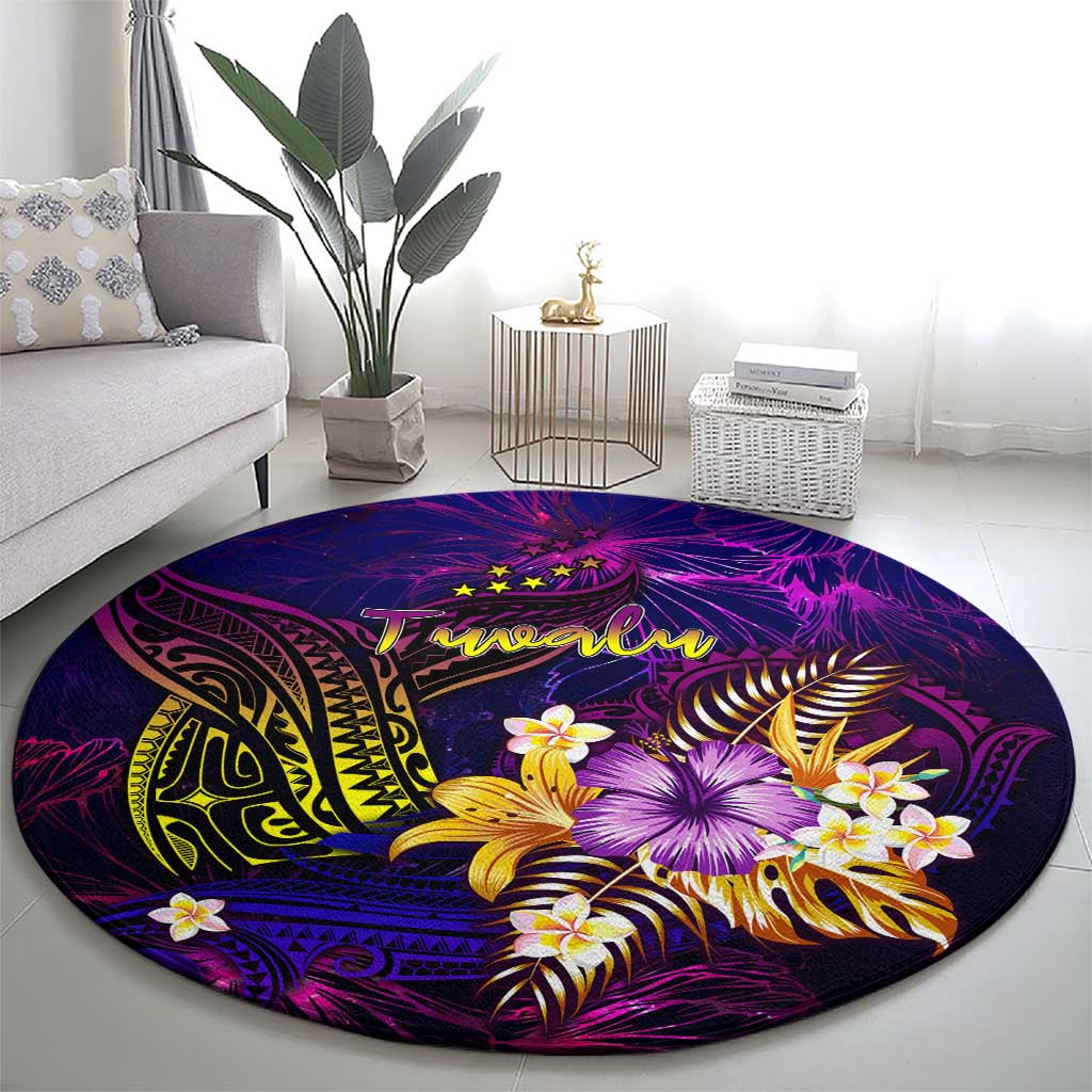 Tuvalu Round Carpet Whale Hibiscus Polynesian DT02 - Polynesian Pride