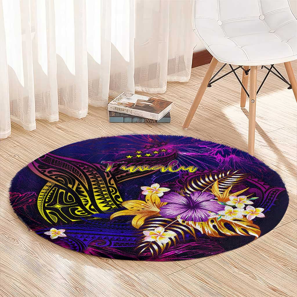 Tuvalu Round Carpet Whale Hibiscus Polynesian DT02 - Polynesian Pride