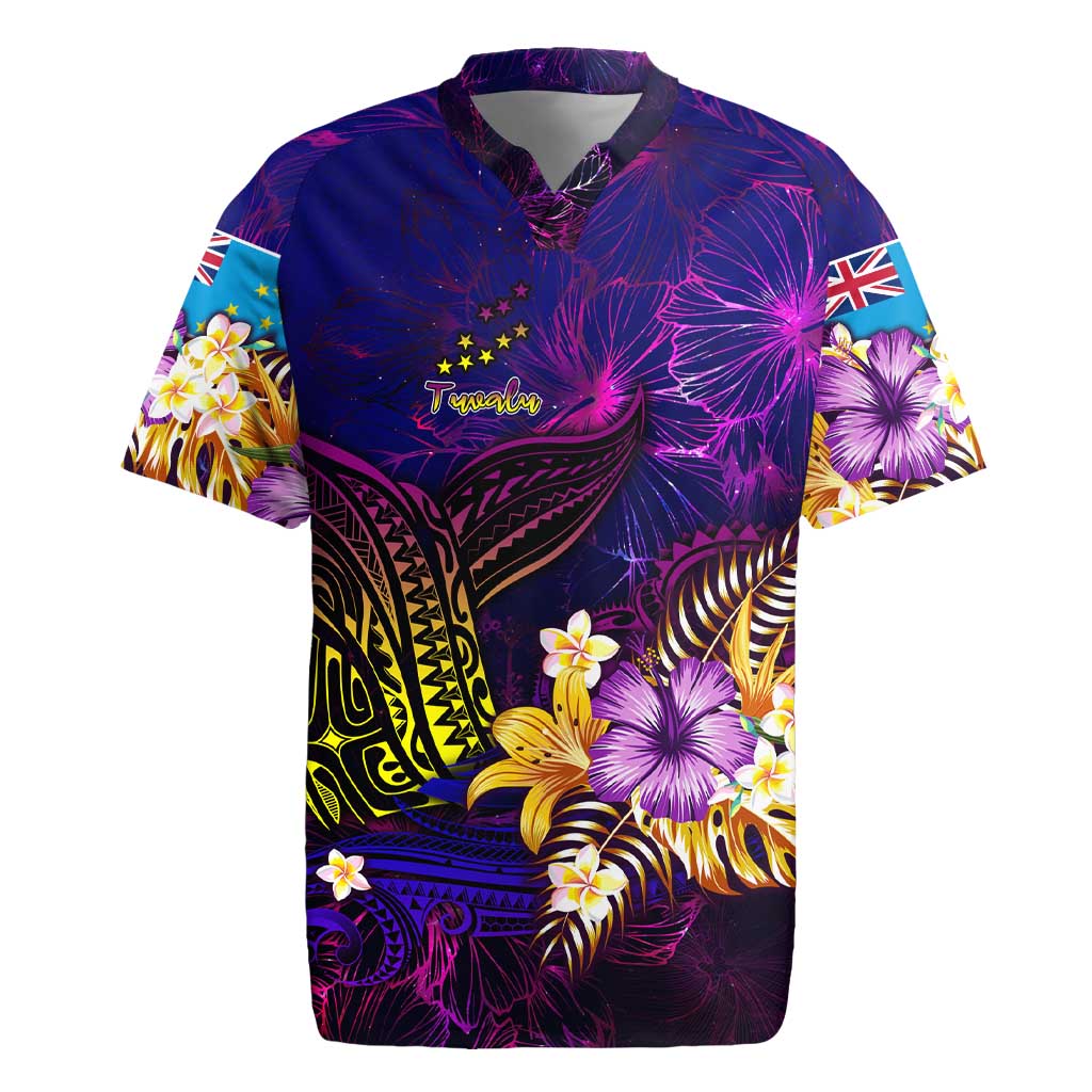 Tuvalu Rugby Jersey Whale Hibiscus Polynesian DT02 Purple - Polynesian Pride