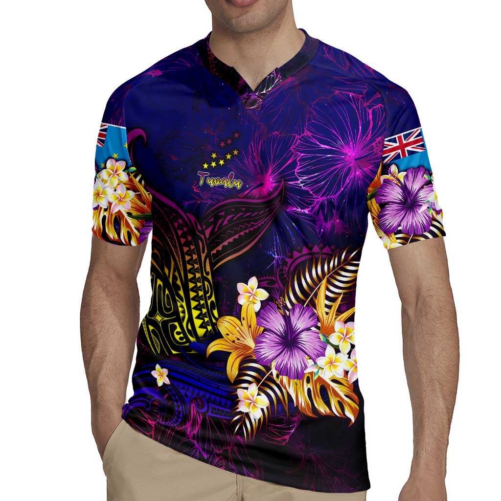 Tuvalu Rugby Jersey Whale Hibiscus Polynesian DT02 - Polynesian Pride