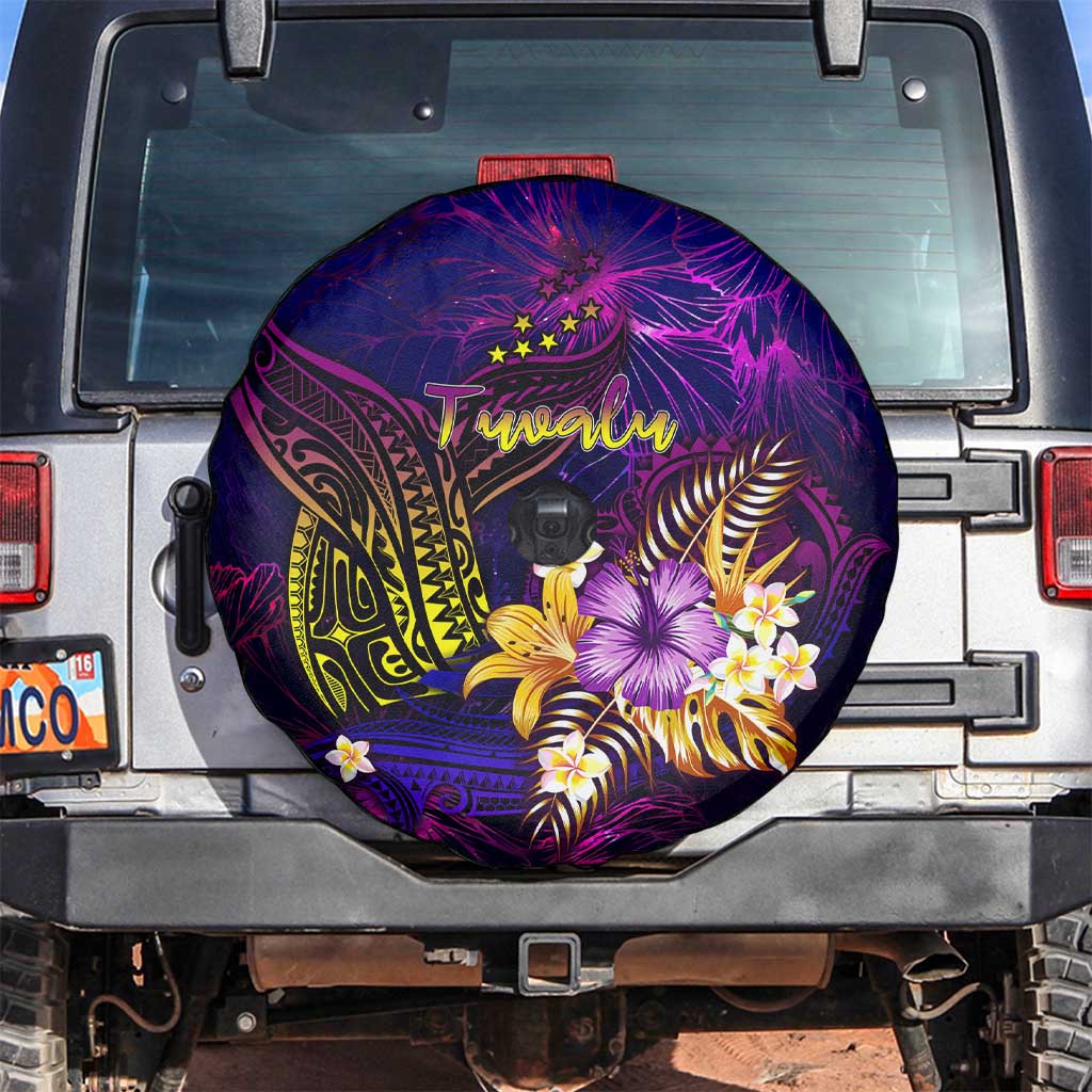 Tuvalu Spare Tire Cover Whale Hibiscus Polynesian