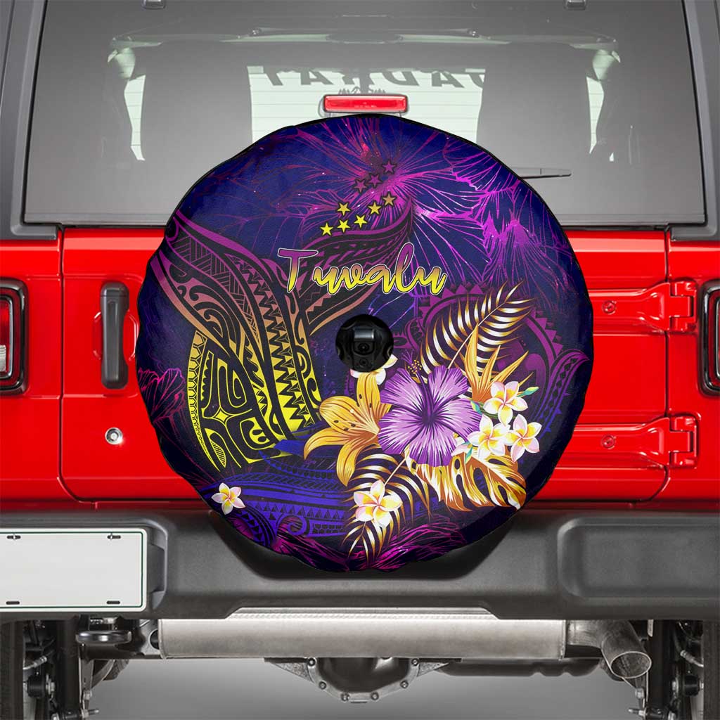 Tuvalu Spare Tire Cover Whale Hibiscus Polynesian