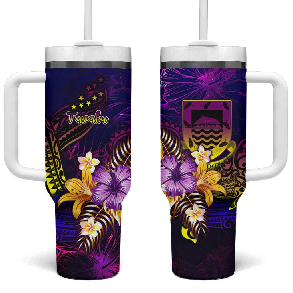 Tuvalu Tumbler With Handle Whale Hibiscus Polynesian