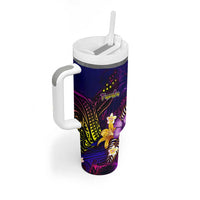 Tuvalu Tumbler With Handle Whale Hibiscus Polynesian