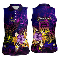 Tuvalu Women Sleeveless Polo Shirt Whale Hibiscus Polynesian