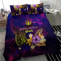 Northern Mariana Islands Bedding Set Whale Hibiscus Polynesian