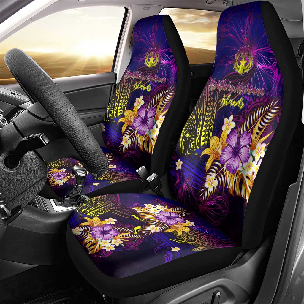 Northern Mariana Islands Car Seat Cover Whale Hibiscus Polynesian