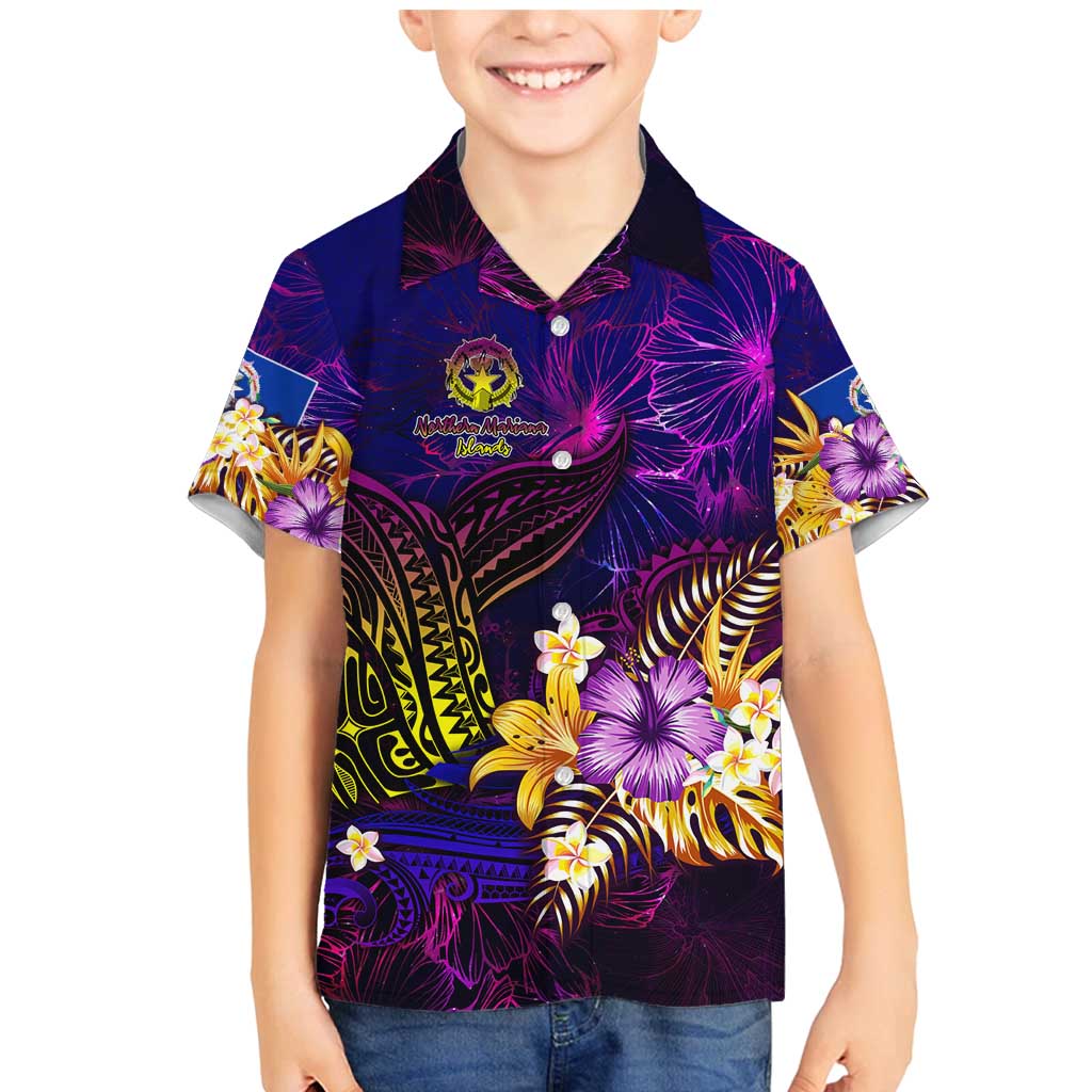 Northern Mariana Islands Family Matching Mermaid Dress and Hawaiian Shirt Whale Hibiscus Polynesian DT02 Son's Shirt Purple - Polynesian Pride