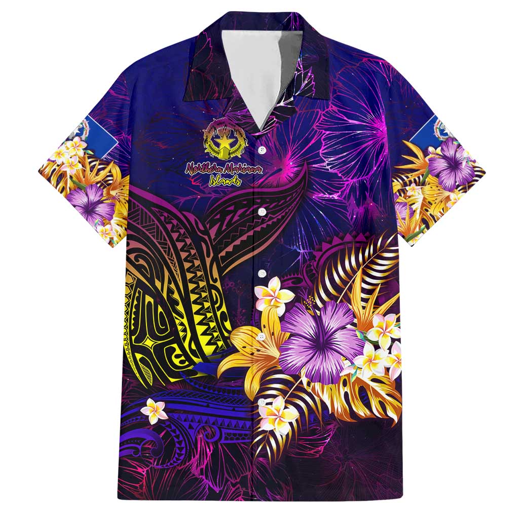 Northern Mariana Islands Family Matching Short Sleeve Bodycon Dress and Hawaiian Shirt Whale Hibiscus Polynesian DT02 Dad's Shirt - Short Sleeve Purple - Polynesian Pride