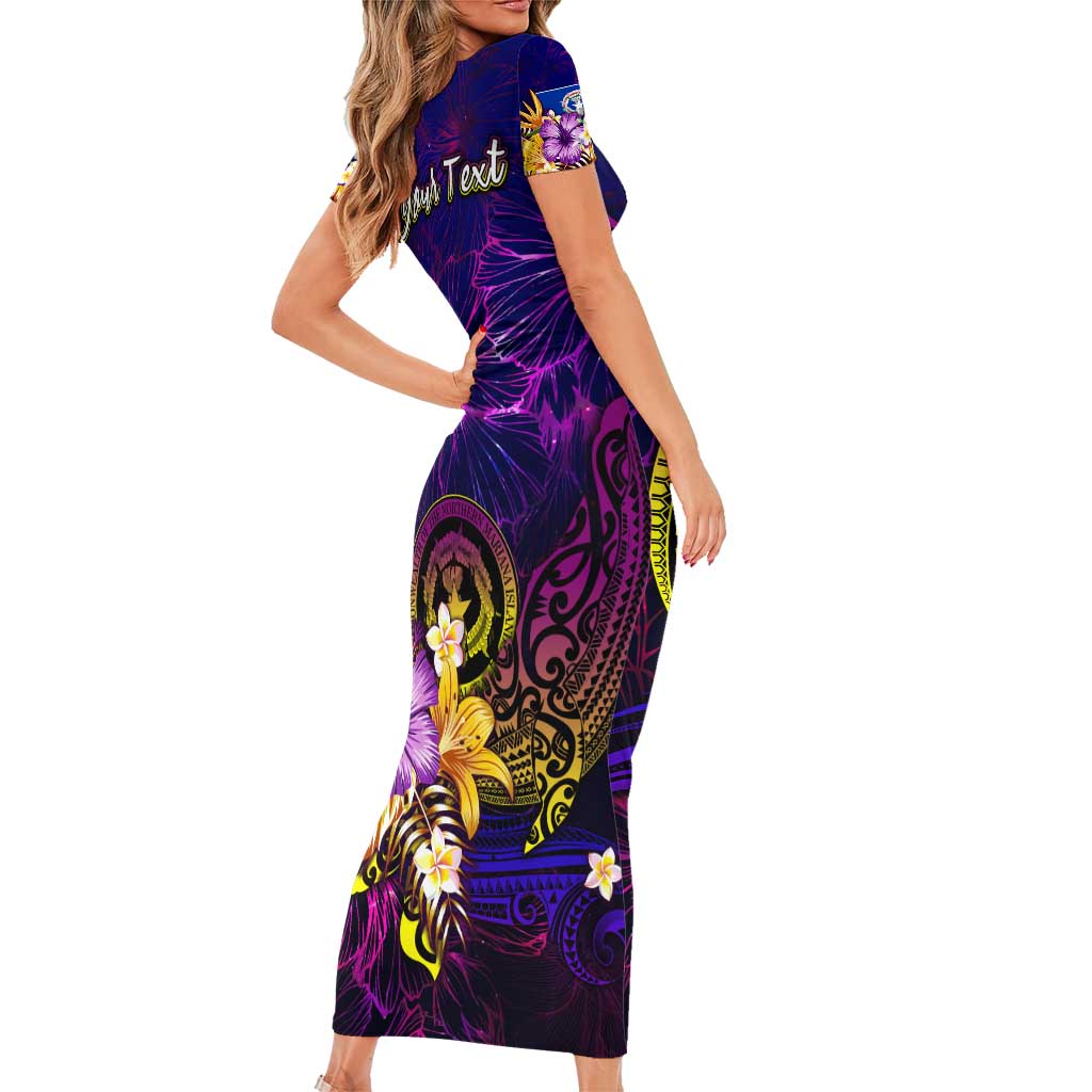 Northern Mariana Islands Family Matching Short Sleeve Bodycon Dress and Hawaiian Shirt Whale Hibiscus Polynesian DT02 - Polynesian Pride