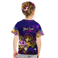 Northern Mariana Islands Kid T Shirt Whale Hibiscus Polynesian