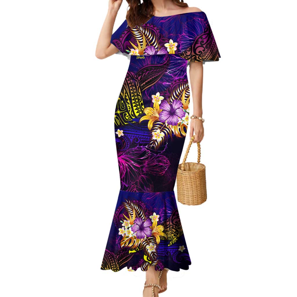 Northern Mariana Islands Mermaid Dress Whale Hibiscus Polynesian