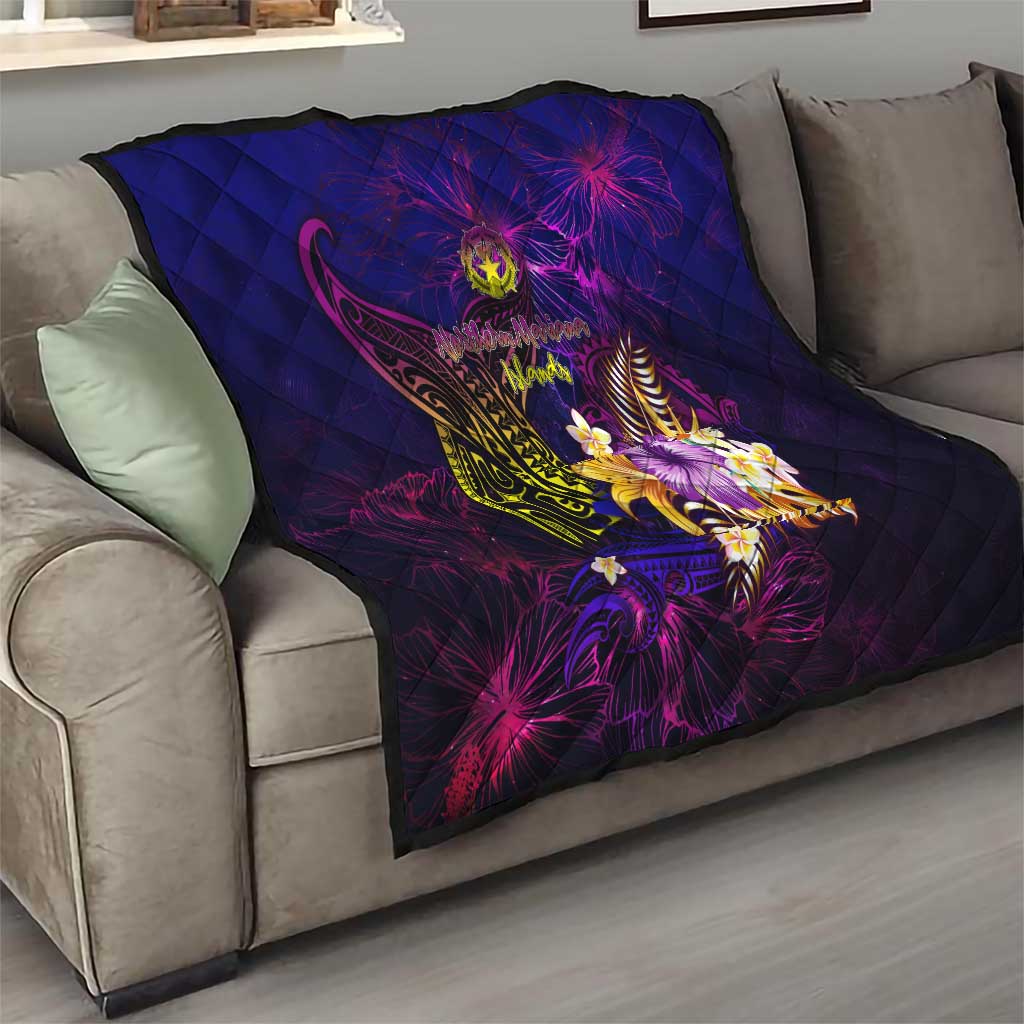 Northern Mariana Islands Quilt Whale Hibiscus Polynesian