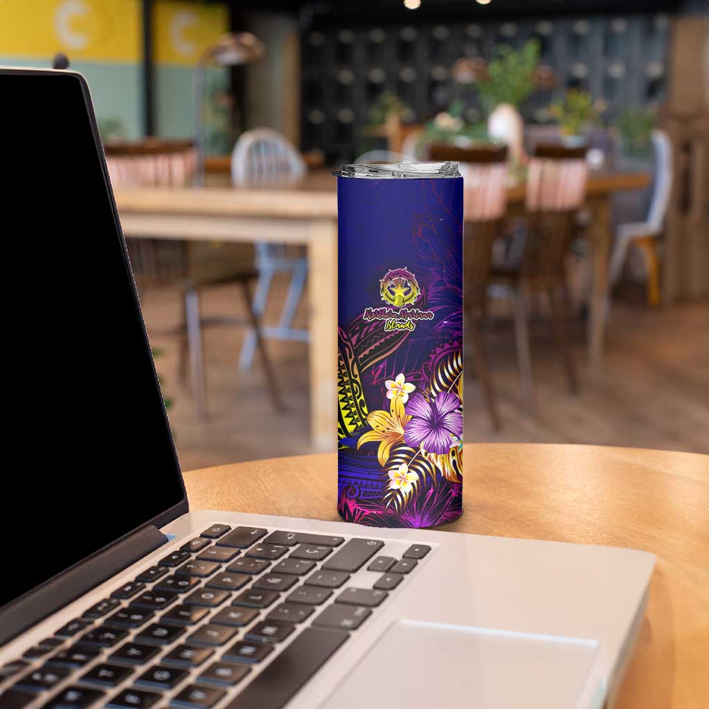 Northern Mariana Islands Skinny Tumbler Whale Hibiscus Polynesian DT02 - Polynesian Pride