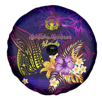 Northern Mariana Islands Spare Tire Cover Whale Hibiscus Polynesian