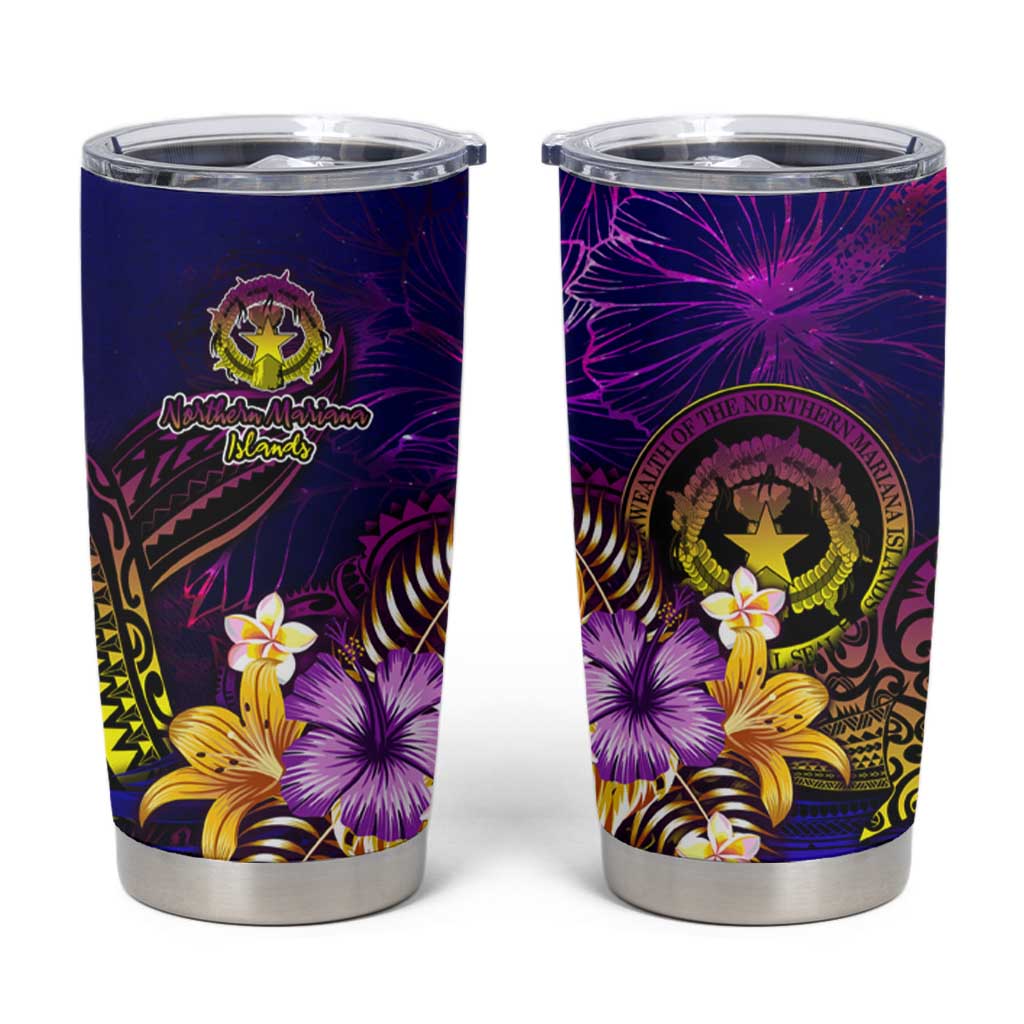 Northern Mariana Islands Tumbler Cup Whale Hibiscus Polynesian