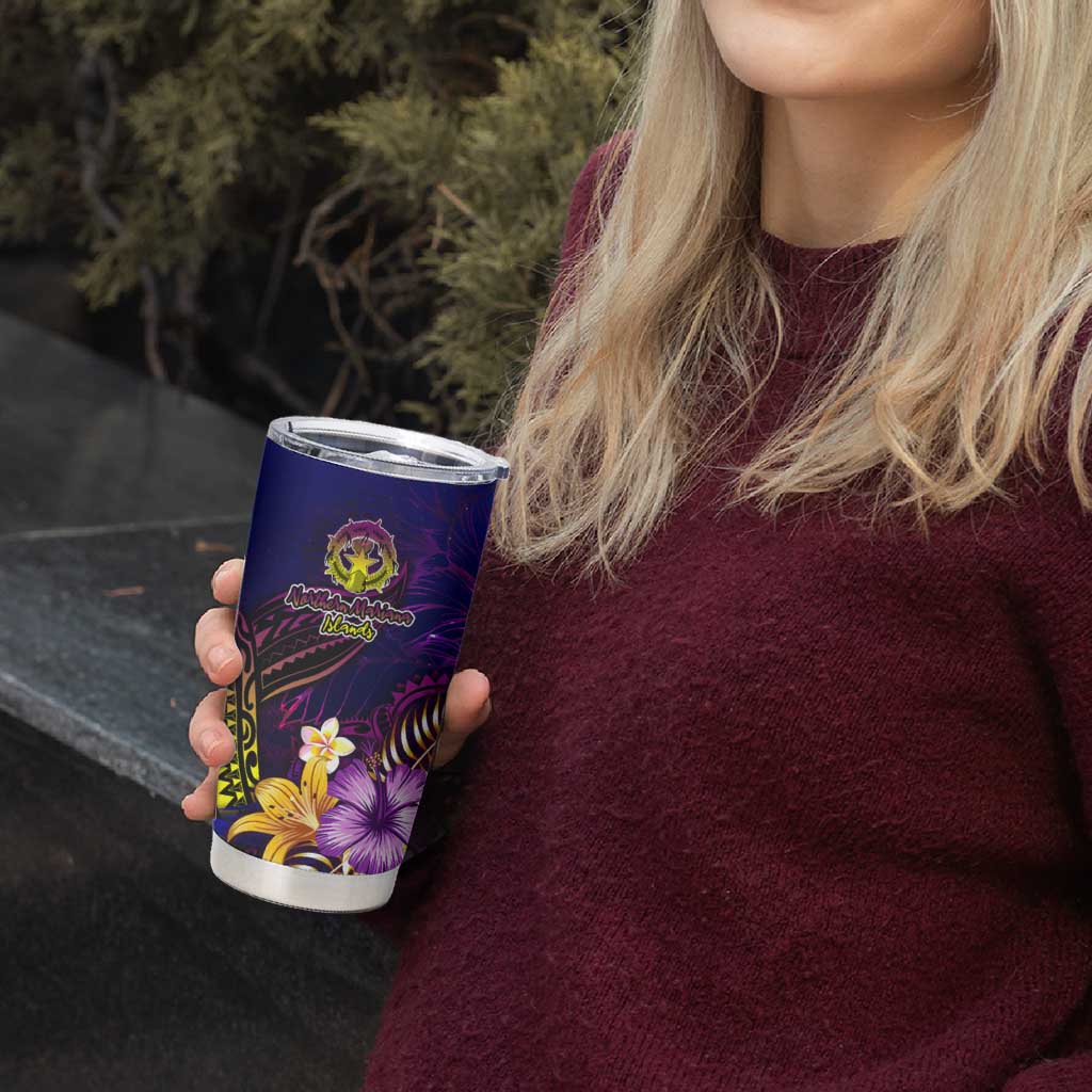 Northern Mariana Islands Tumbler Cup Whale Hibiscus Polynesian