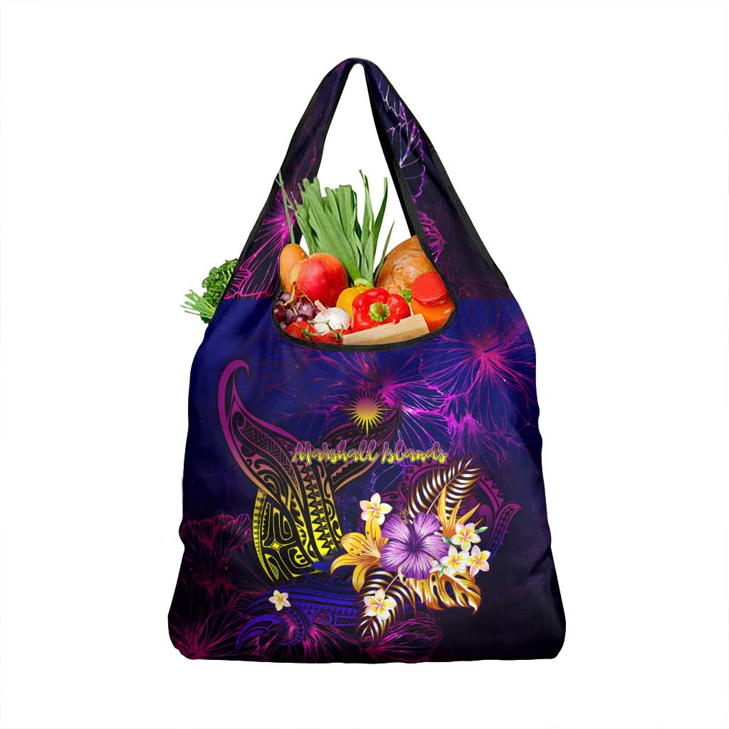 Marshall Islands Grocery Bag Whale Hibiscus Polynesian