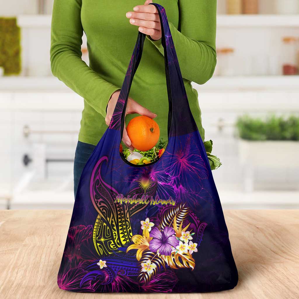 Marshall Islands Grocery Bag Whale Hibiscus Polynesian