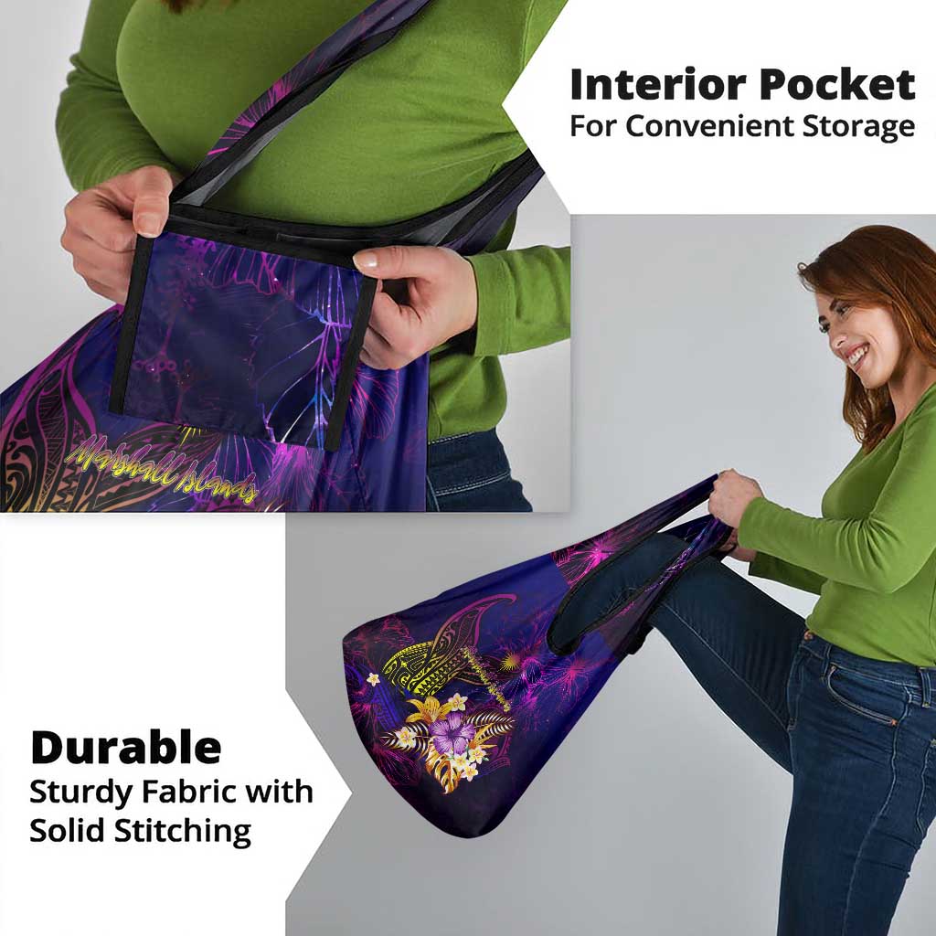 Marshall Islands Grocery Bag Whale Hibiscus Polynesian