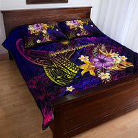Marshall Islands Quilt Bed Set Whale Hibiscus Polynesian