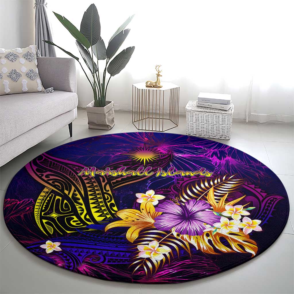 Marshall Islands Round Carpet Whale Hibiscus Polynesian