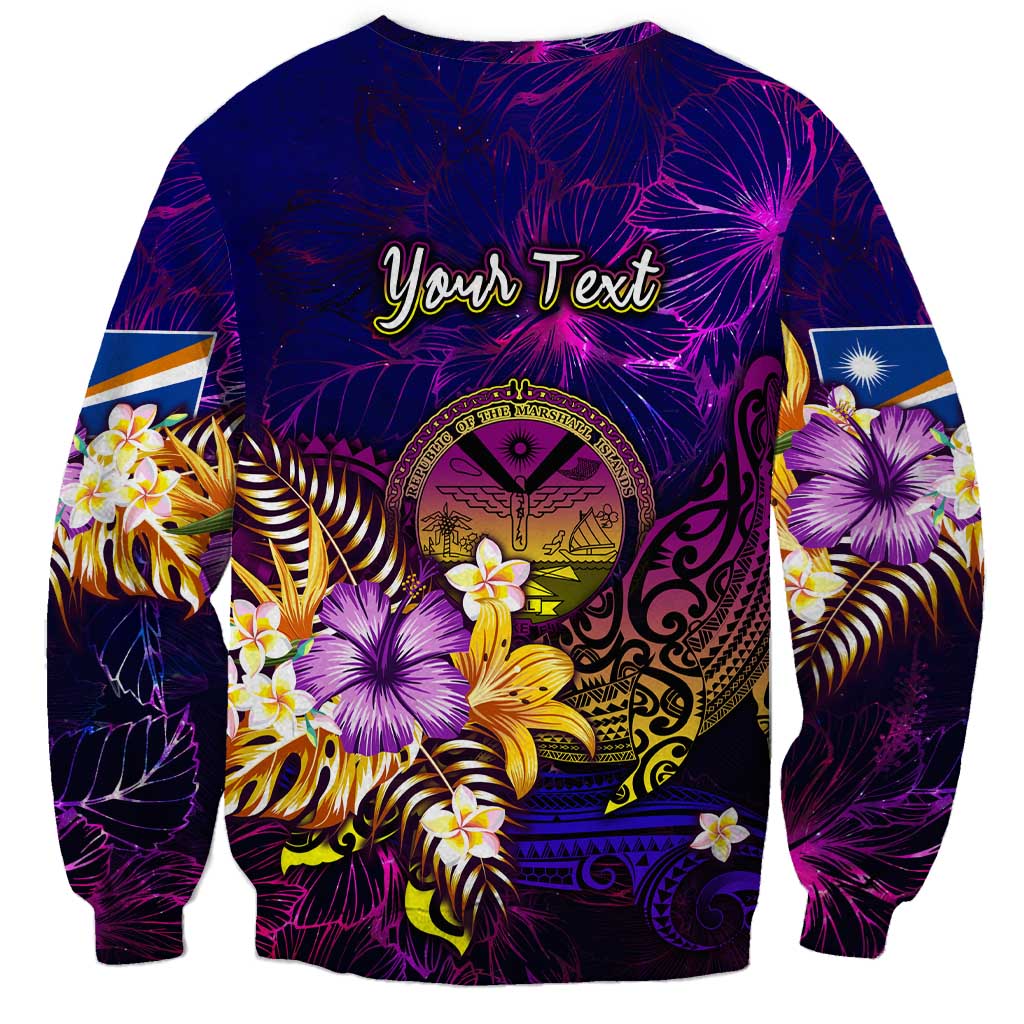 Marshall Islands Sweatshirt Whale Hibiscus Polynesian