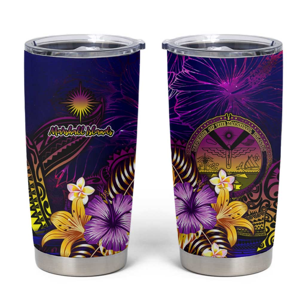 Marshall Islands Tumbler Cup Whale Hibiscus Polynesian