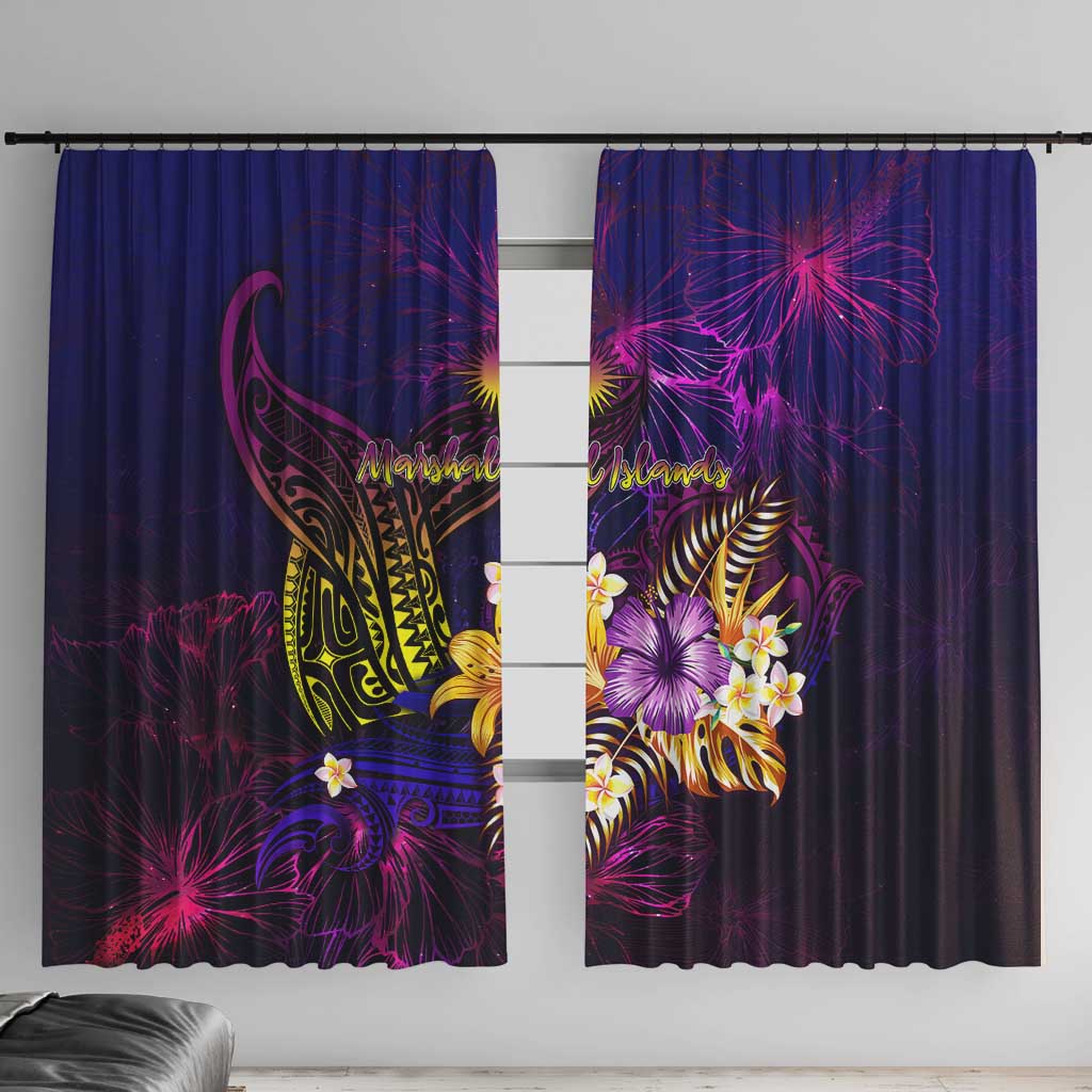 Marshall Islands Window Curtain Whale Hibiscus Polynesian