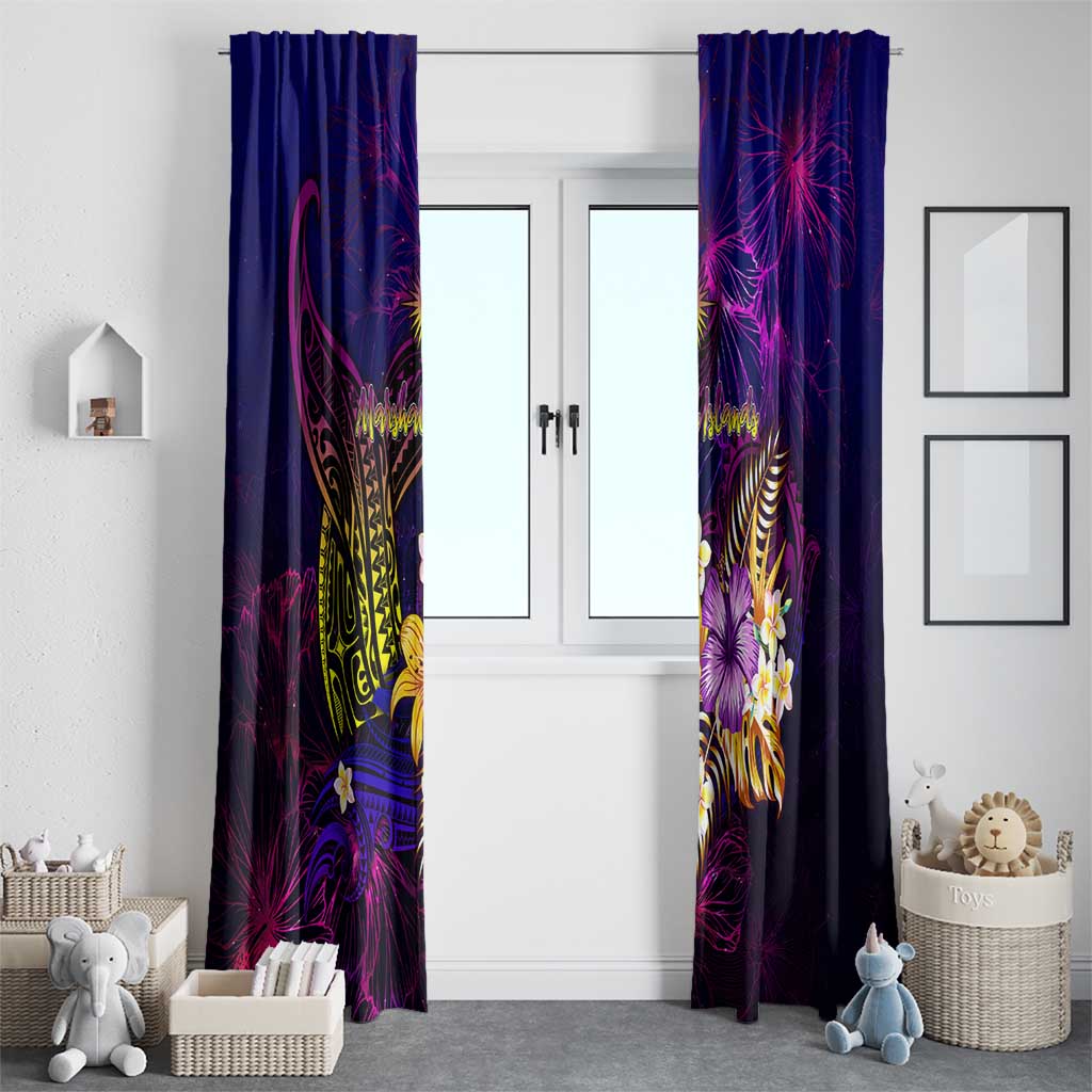 Marshall Islands Window Curtain Whale Hibiscus Polynesian