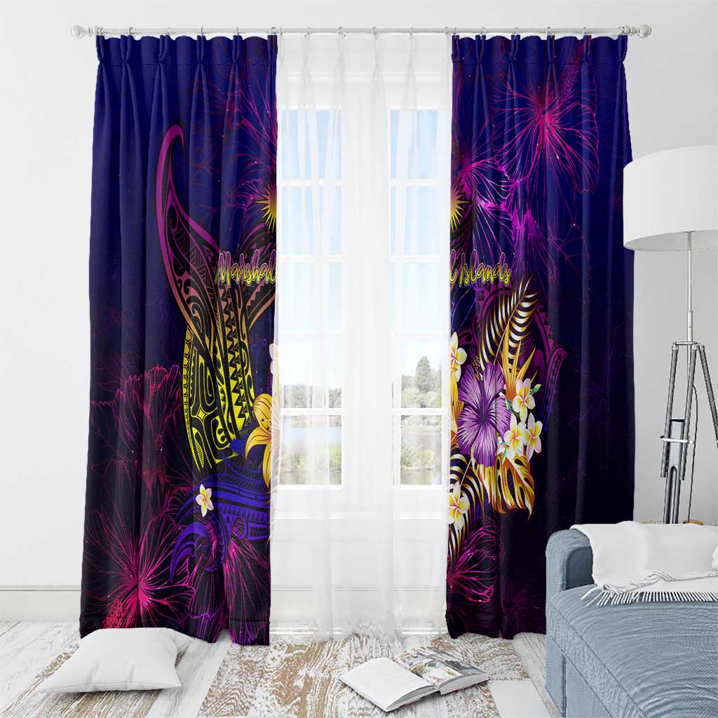 Marshall Islands Window Curtain Whale Hibiscus Polynesian